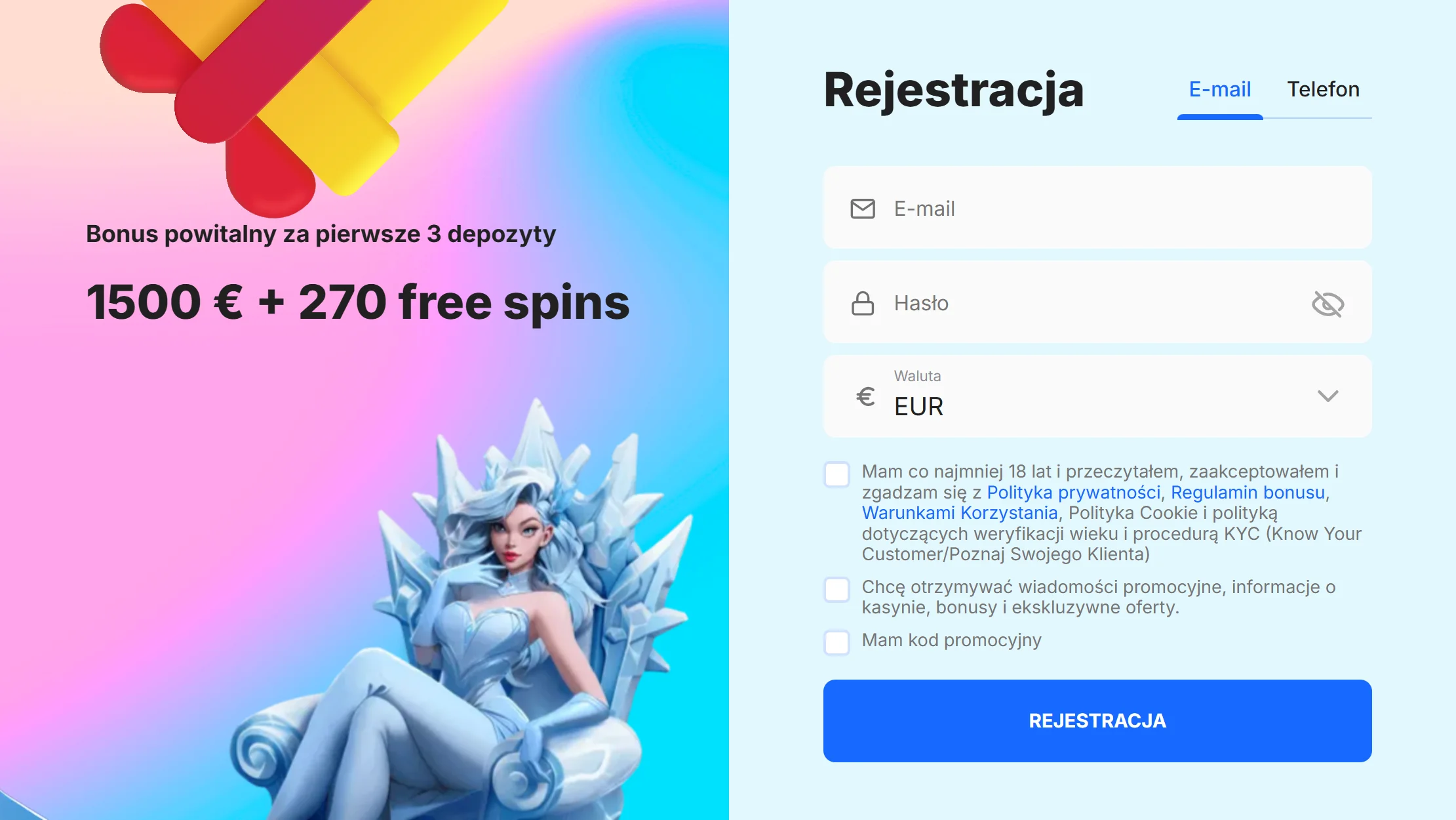 Jak otrzymać bonus bez depozytu w Ice Casino? Krok 2