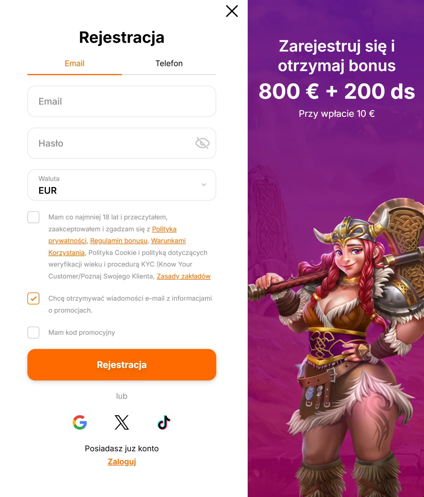 HitnSpin Rejestracja 2 krok