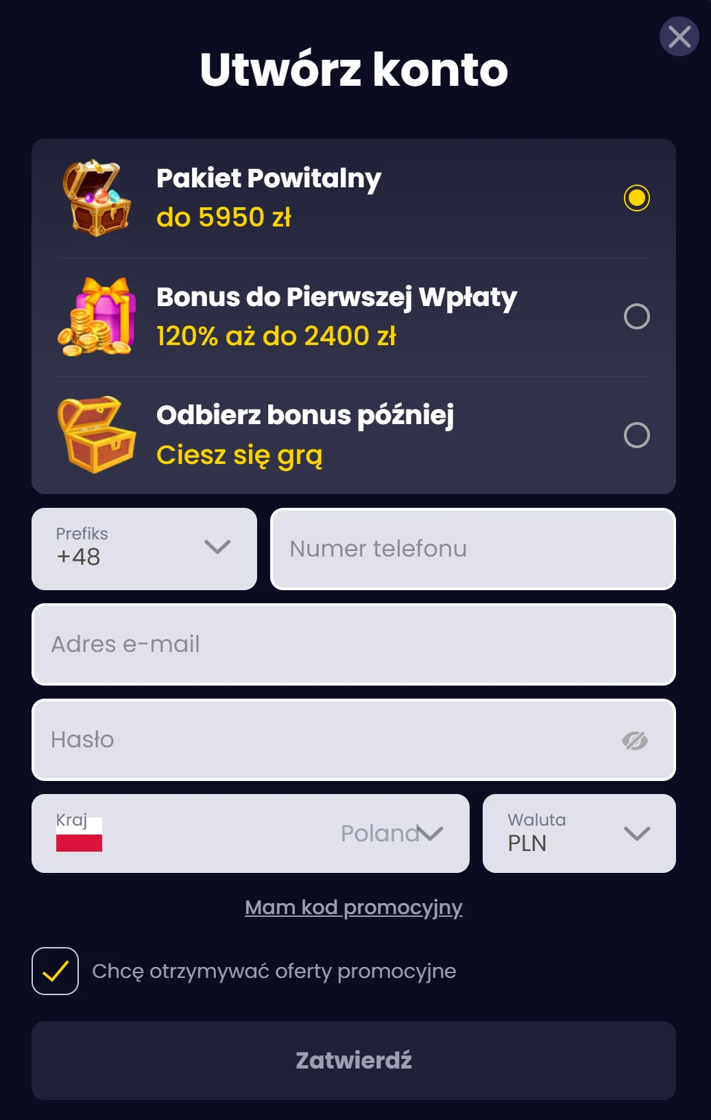 StotsGem Rejstracja krok 2