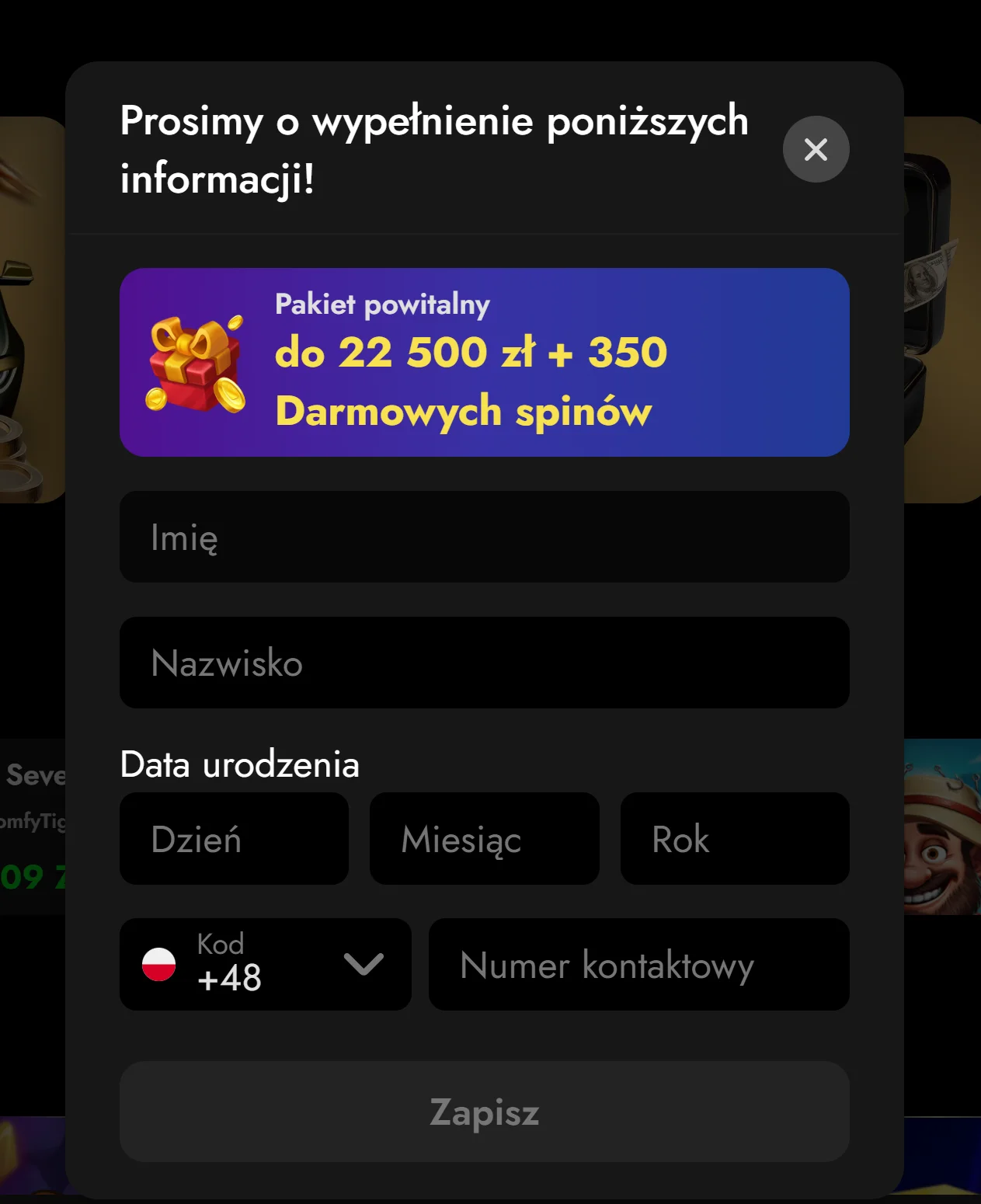 OscarSpin Rejestracja krok 3