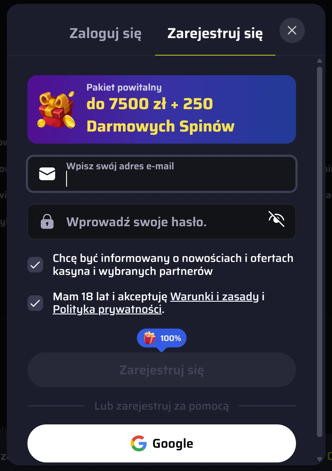 BDMbet rejestracja krok 2