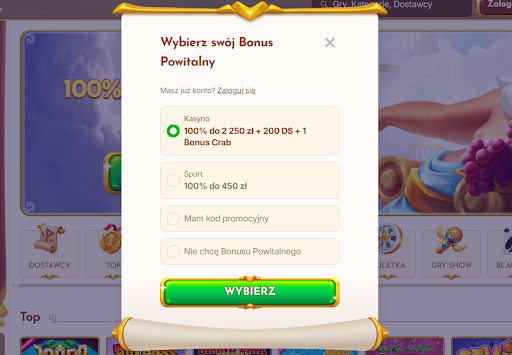 Bethall wybierz swoj bonus powitalny