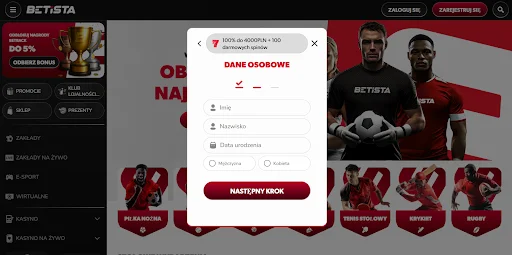 Betista rejestracja krok 3