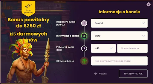 Bizzo Casino rejestracja krok 3