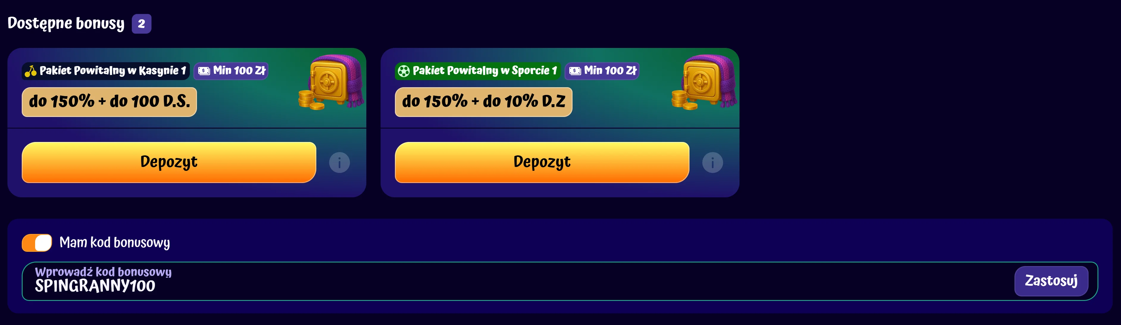 Jak otrzymać bonus bez depozytu Spingranny Casino? Krok 3