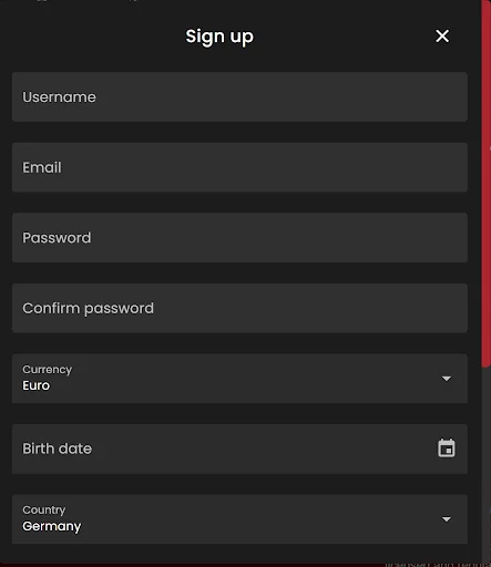 CasinoStars rejestracja krok 1