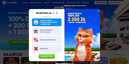 Cazimbo rejestracja krok 1