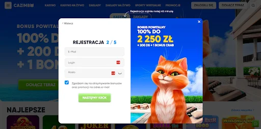 Cazimbo rejestracja krok 2