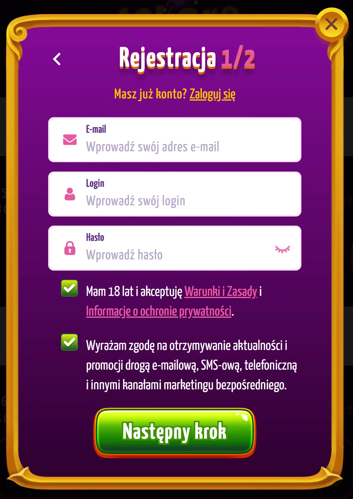 Joker8 Casino Rejestracja krok 3