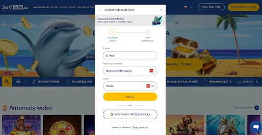 Dolfwin rejestracja krok 2