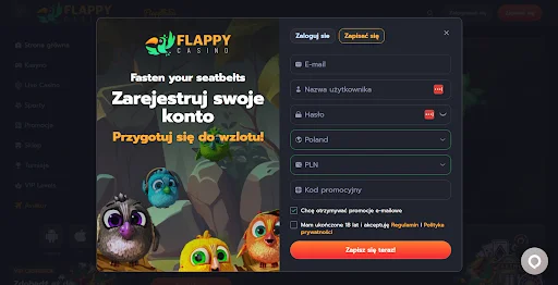 Flappy Casino bonus z kodem krok 2