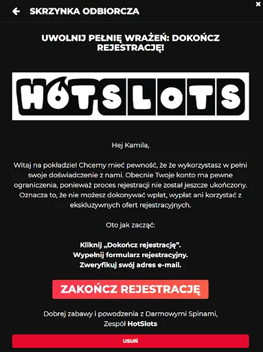 HotSlots rejestracja krok 4
