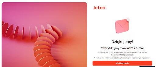 Jeton rejestracja krok 2