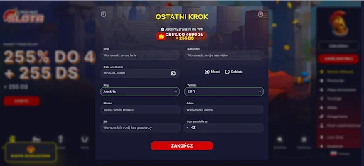 Slota Casino rejestracja krok 2