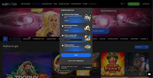 Slotimo Casino rejestracja krok 1