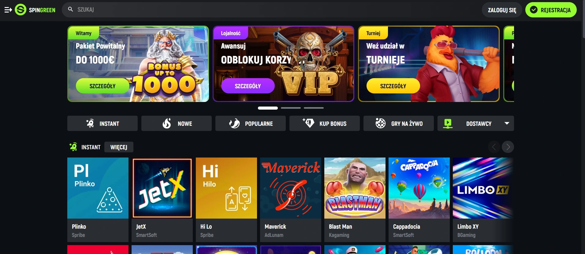 SpinGreen Casino natychmiastowe wypłaty