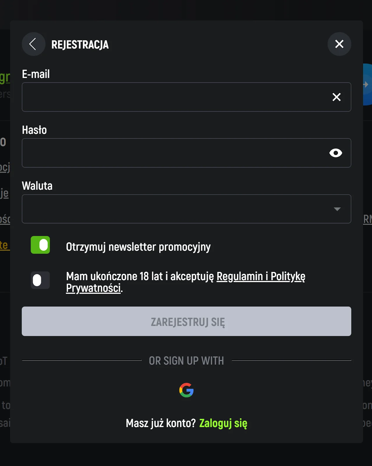 SpinGreen rejestracja krok 4
