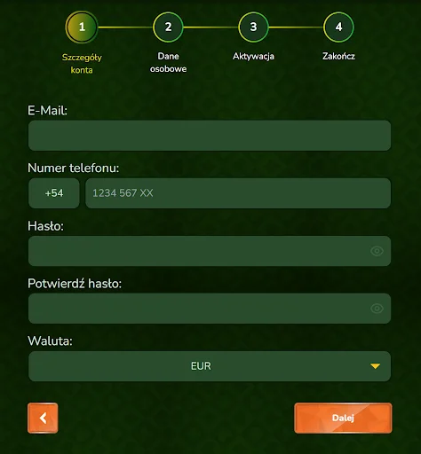 SpinMillion rejestracja krok 2