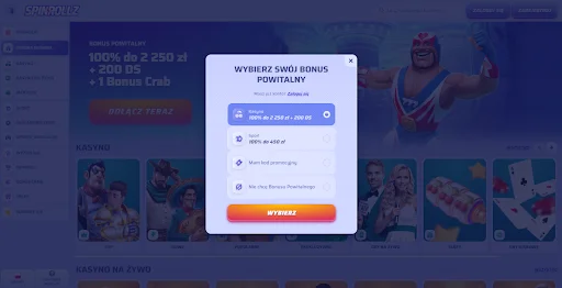 SpinRollz rejestracja krok 1