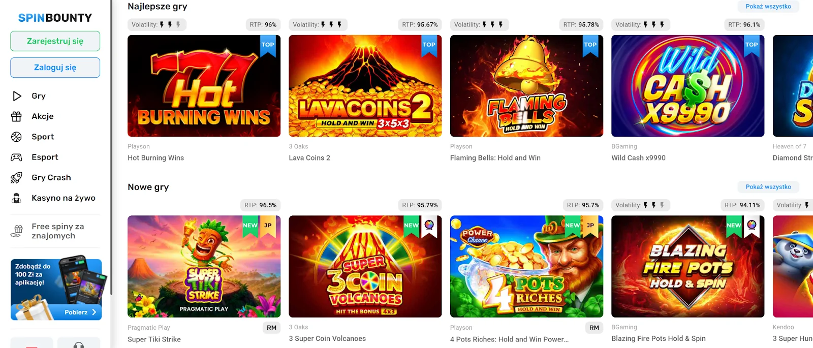 Spinbounty glowna strona