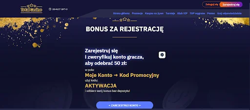 Total Casino bonus bez depozytu krok 1