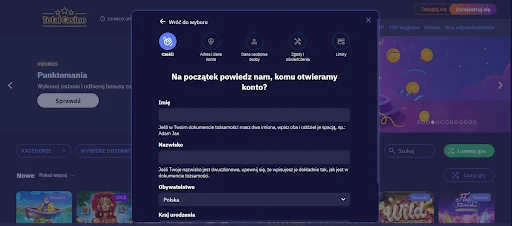 Total Casino bonus bez depozytu krok 3