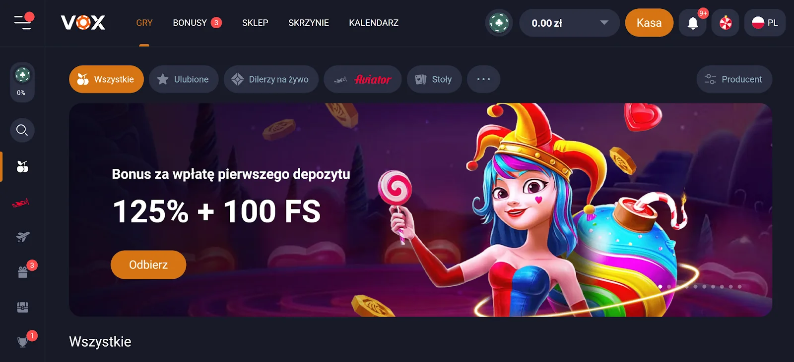 VOX casino rejestracja krok 1