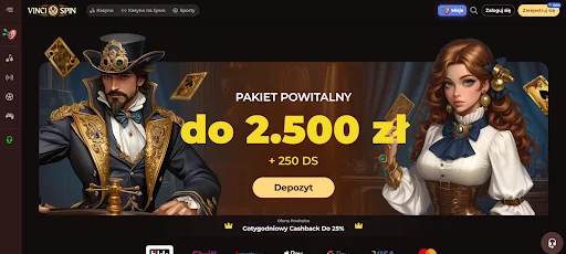VinciSpin bonus bez depozytu krok 1