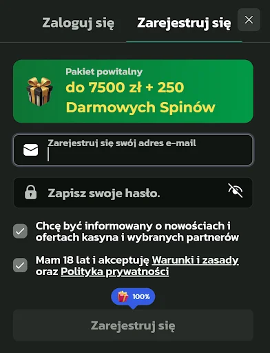 WinBeatz Casino rejestracja krok 2