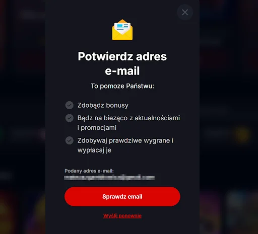 YEP! Casino rejestracja krok 2