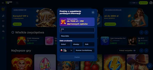 billionairespin rejestracja krok 3