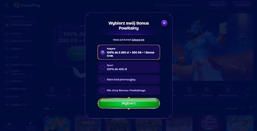 genieplay rejestracja krok 1