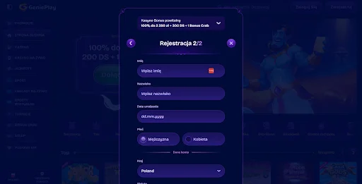 genieplay rejestracja krok 3