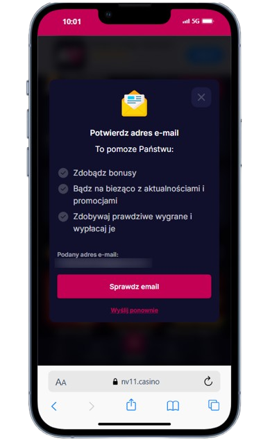 nv casino potwierdzenie e-mail