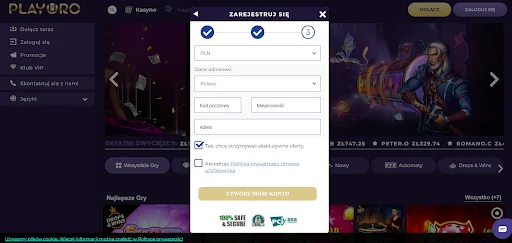 playoro casino rejestracja krok 4