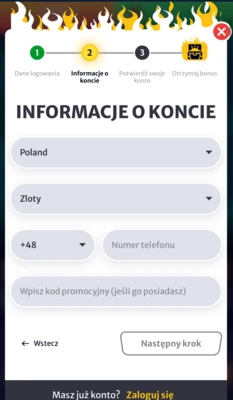 rejestracja hellspin krok 2