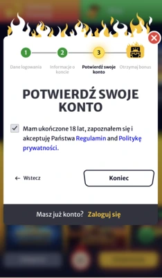 rejestracja hellspin krok 5