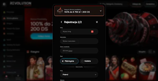 revolution casino rejestracja krok 3
