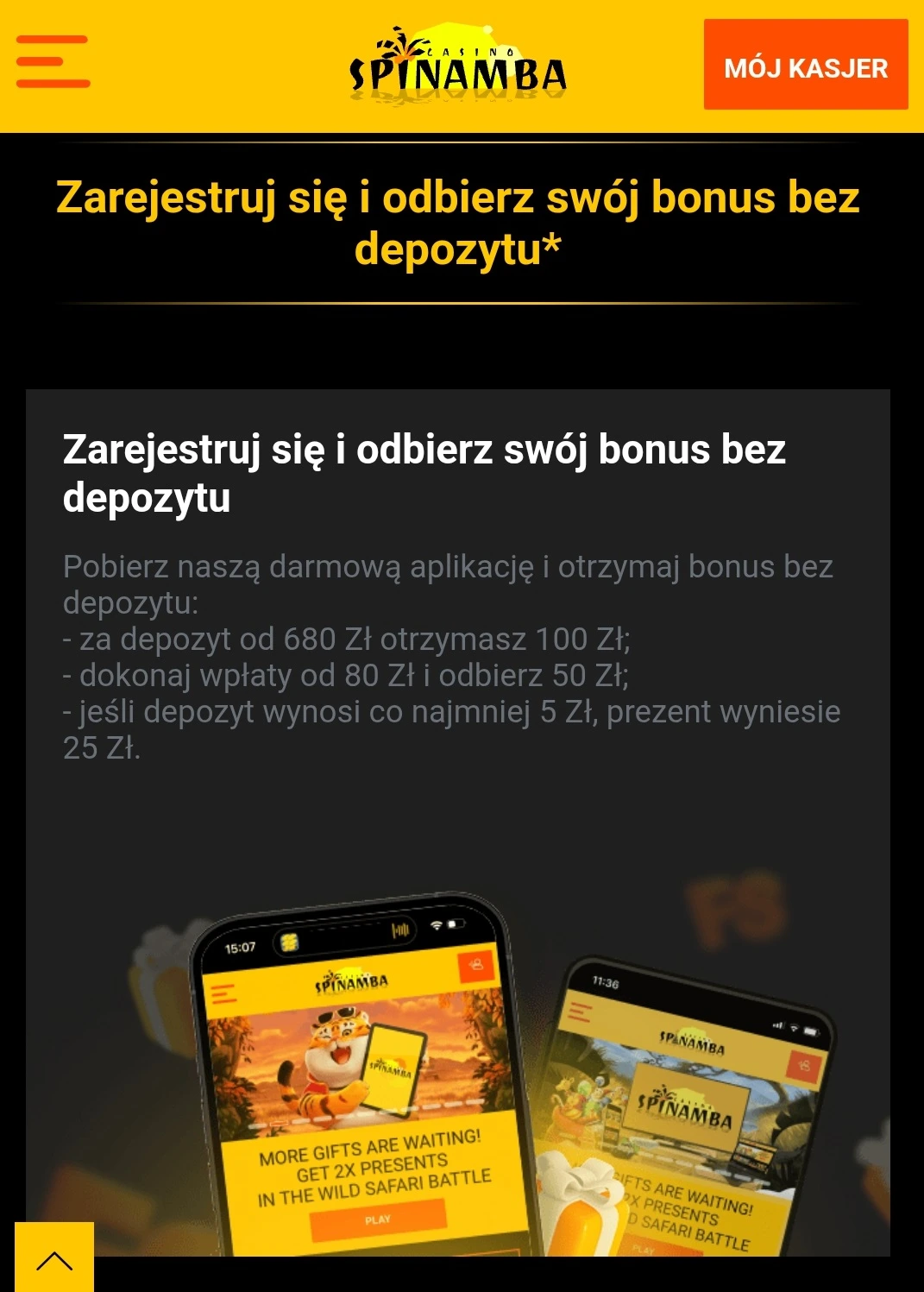 spinamba bonus bez depozytu