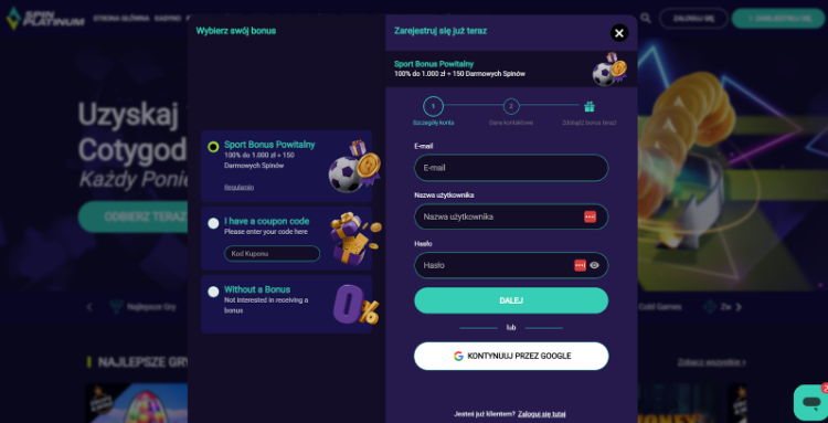 spinplatinum zarejestruj sie