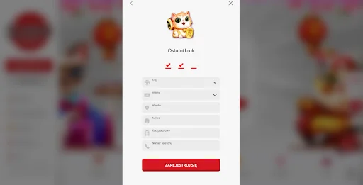 sushi casino rejestracja krok 3